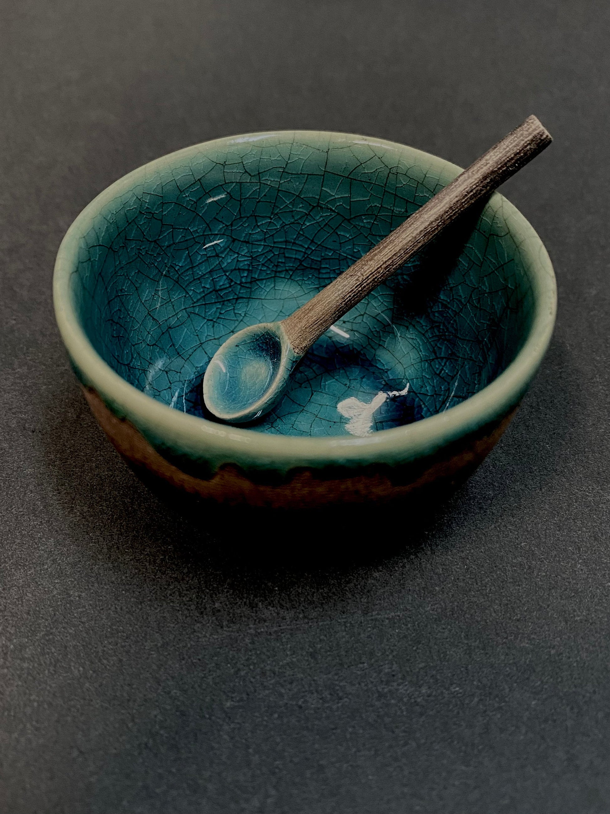 Elegant Mask Bowl with Spoon, Handcrafted